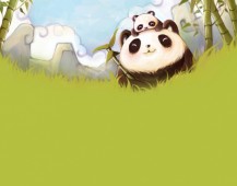 熊猫母子可爱ppt背景图片